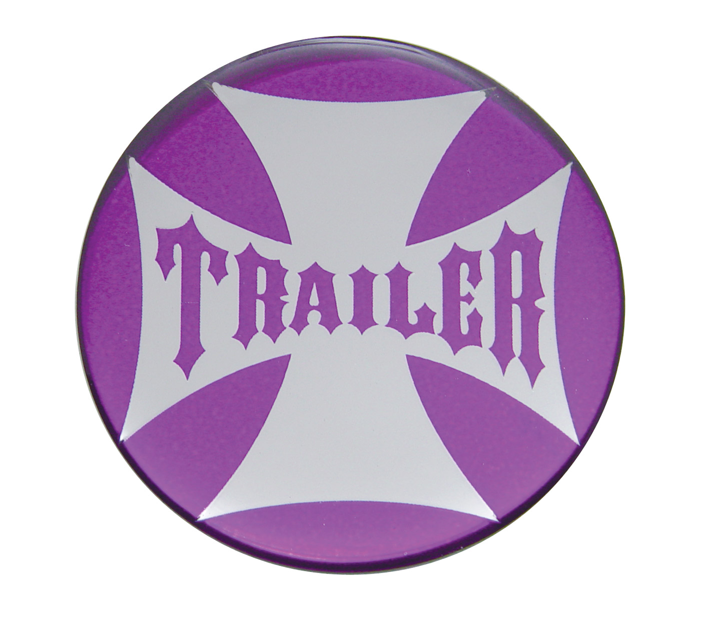 Glossy Maltese Cross "Trailer" Sticker - Purple