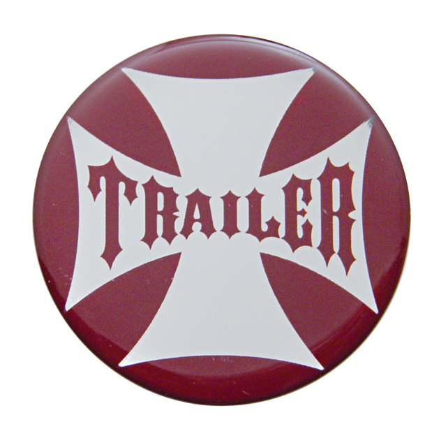 Glossy Maltese Cross "Trailer" Sticker - Red