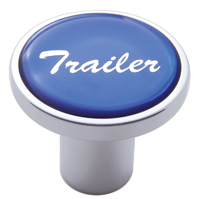 Chrome Air Valve Knob W/ Glossy "Trailer" Sticker - Blue