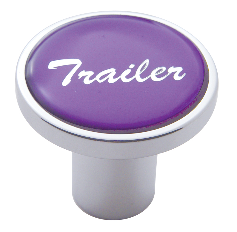 Chrome Air Valve Knob W/ Glossy "Trailer" Sticker - Purple