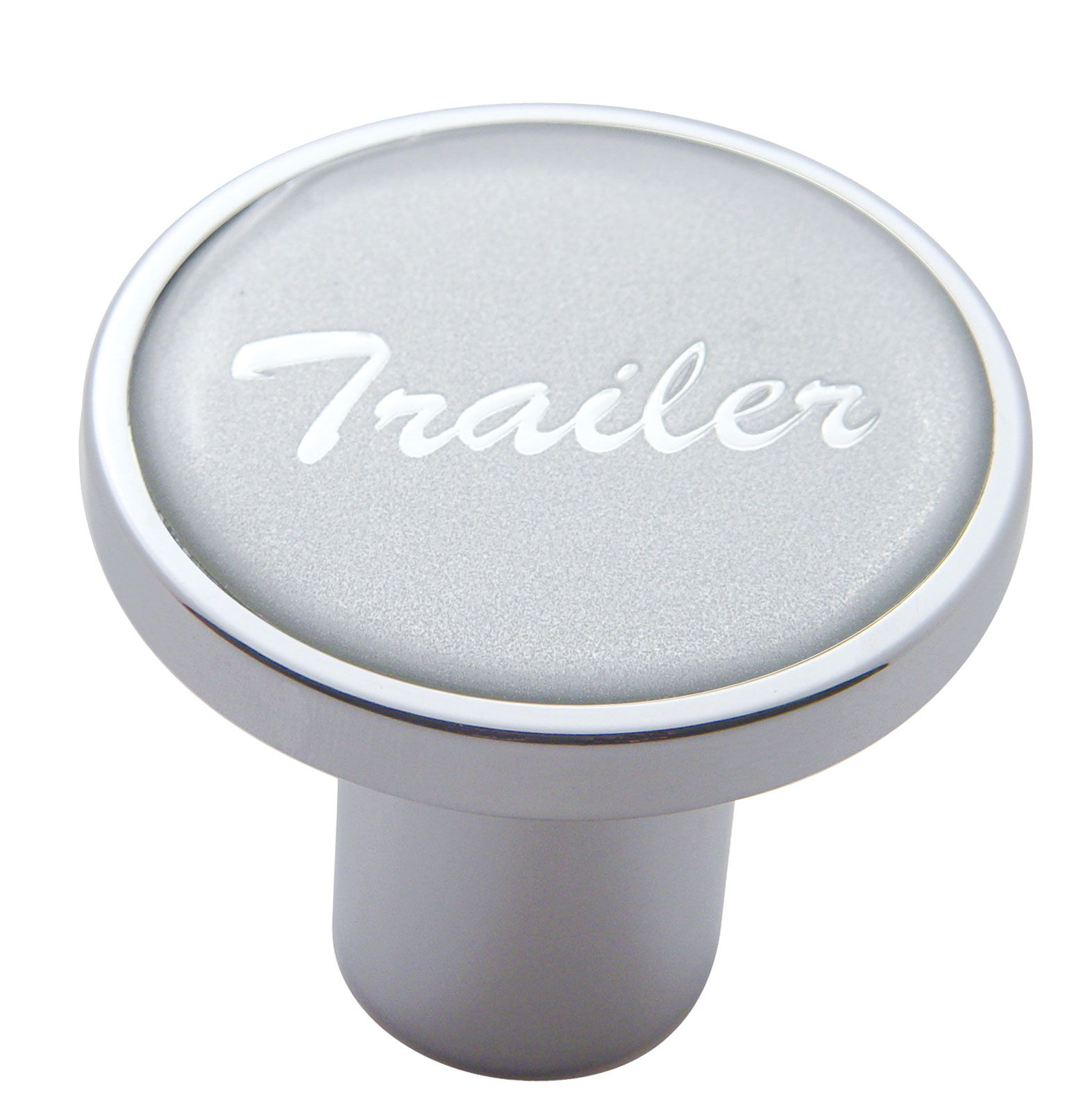 Chrome Air Valve Knob W/ Glossy "Trailer" Sticker - Silver