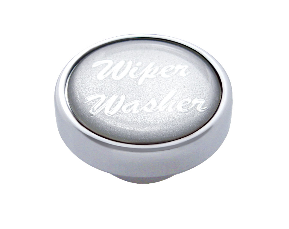 Chrome Air Valve Knob W/ Glossy "Wiper/Washer" Sticker - Silver