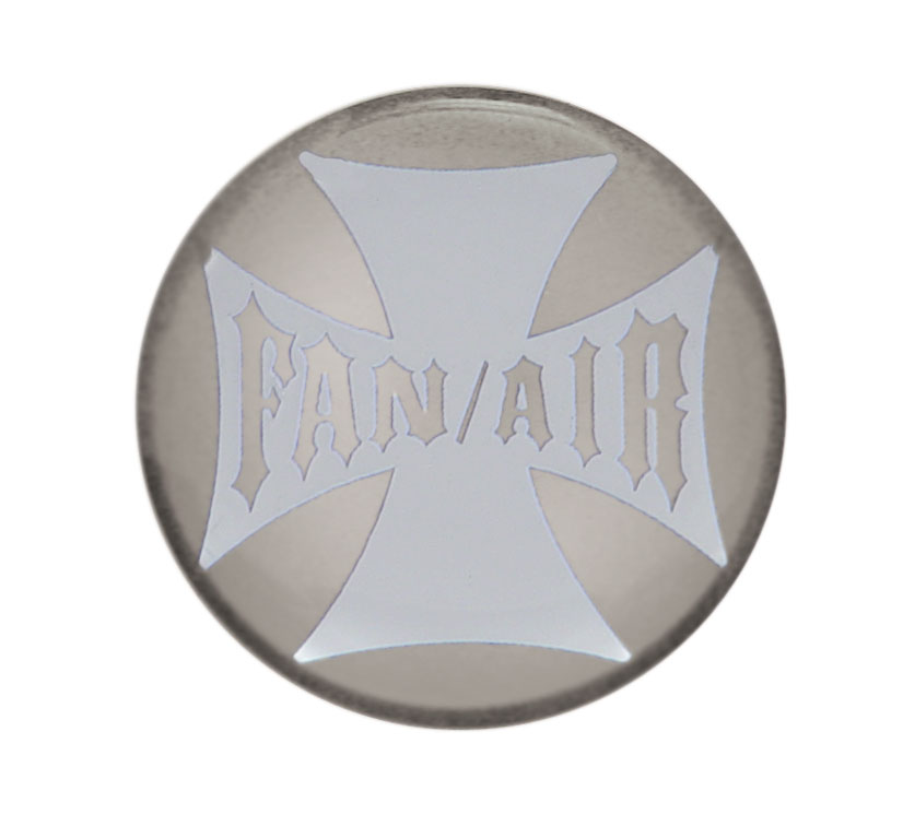 Glossy Maltese Cross "Fan/Air" Sticker - Silver
