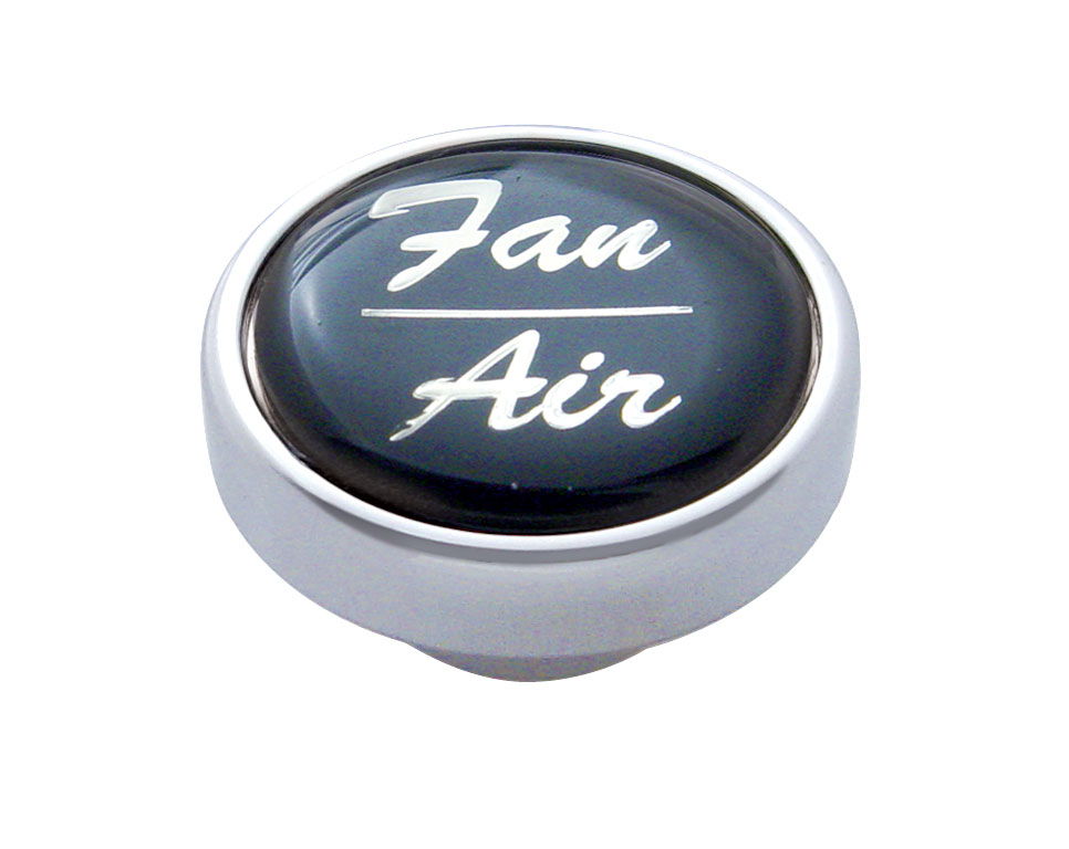 Chrome Air Valve Knob W/ Glossy "Fan/Air" Sticker - Black