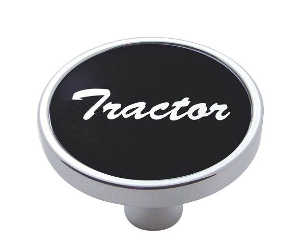 Chrome Short Pin Mount Air Valve Knob W/ Aluminum "Tractor" Sticker - Black