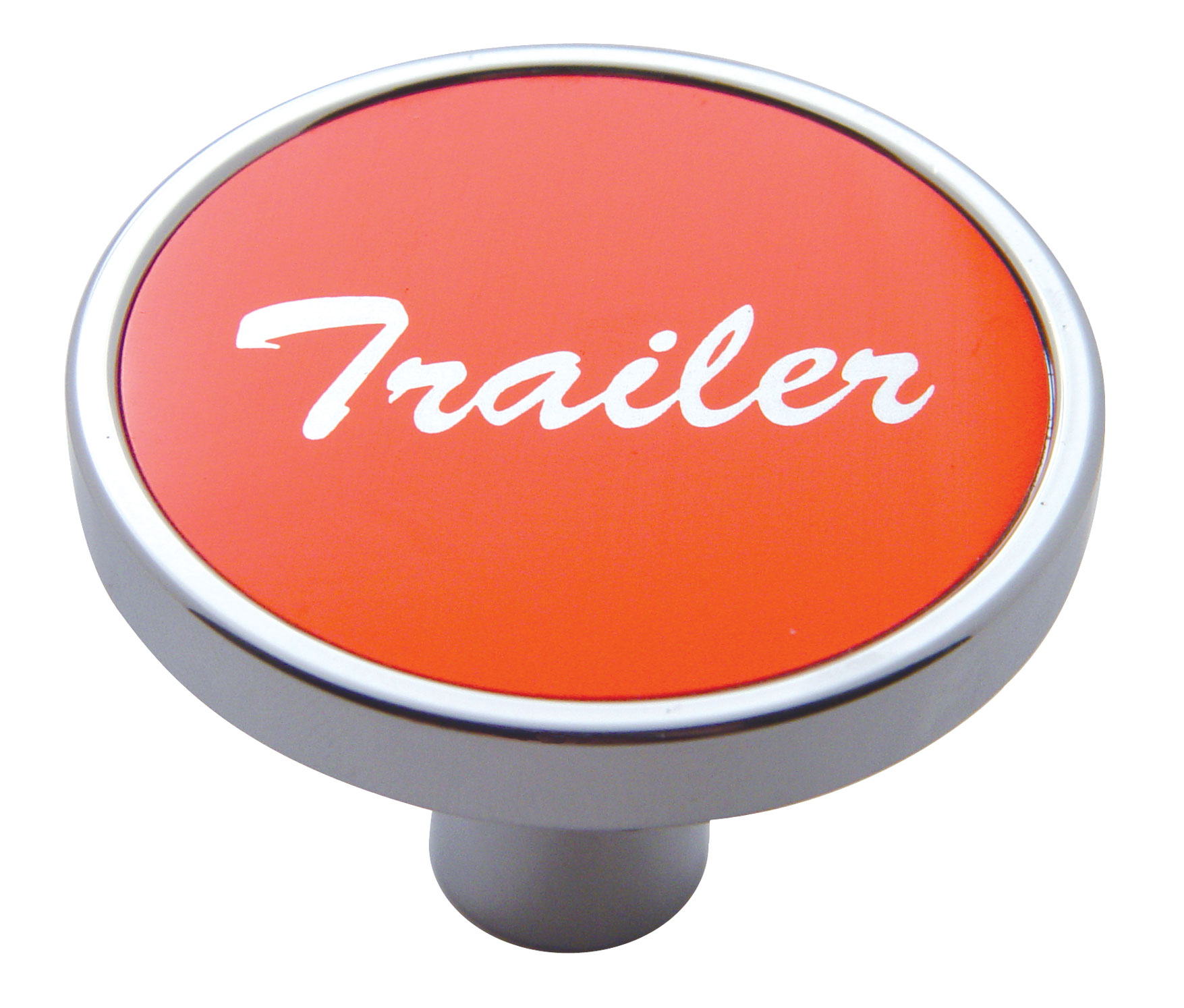 Chrome Short Pin Mount Air Valve Knob W/ Aluminum "Trailer" Sticker - Red