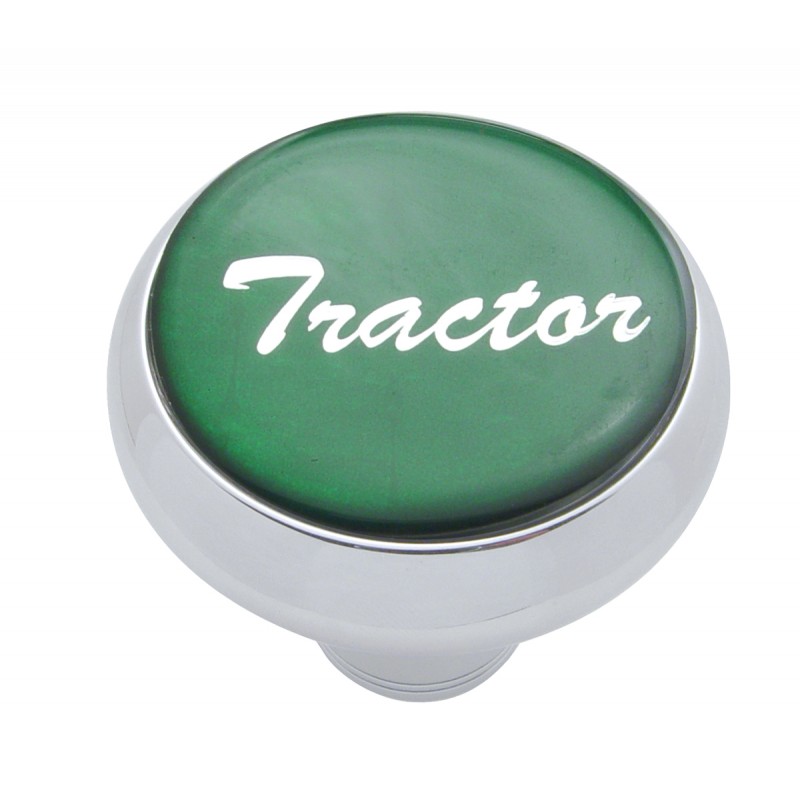 Chrome Deluxe Air Valve Knob W/ Glossy "Tractor" Sticker - Green