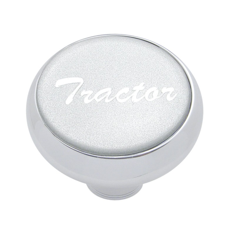 Chrome Deluxe Air Valve Knob W/ Glossy "Tractor" Sticker - Silver