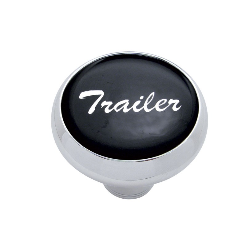 Chrome Deluxe Air Valve Knob W/ Glossy "Trailer" Sticker - Black