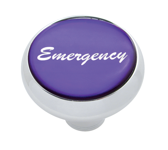 Chrome Deluxe Air Valve Knob W/ Glossy "Emergency" Sticker - Purple