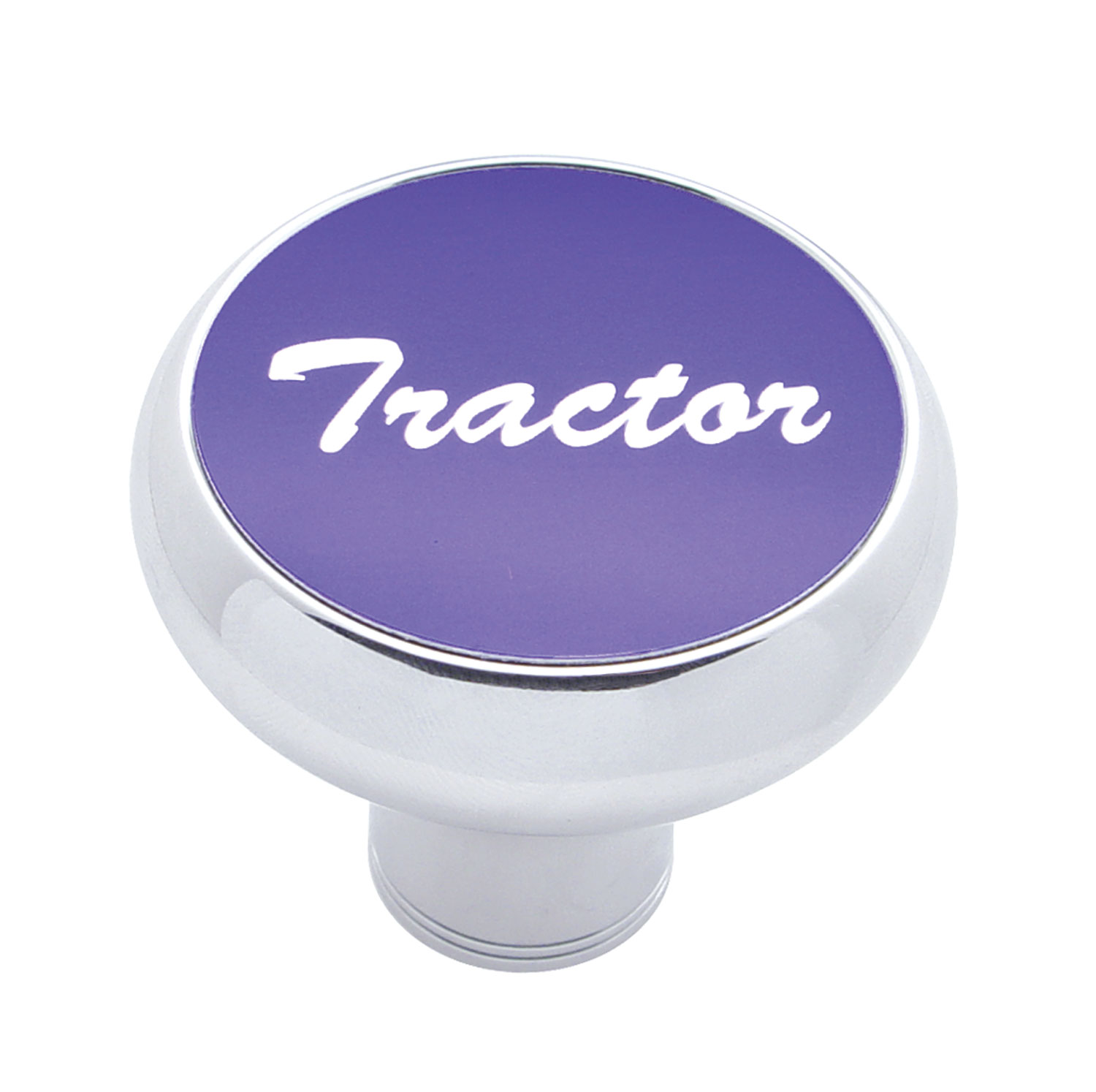 Chrome Deluxe Air Valve Knob W/ Aluminum "Tractor" Sticker - Purple