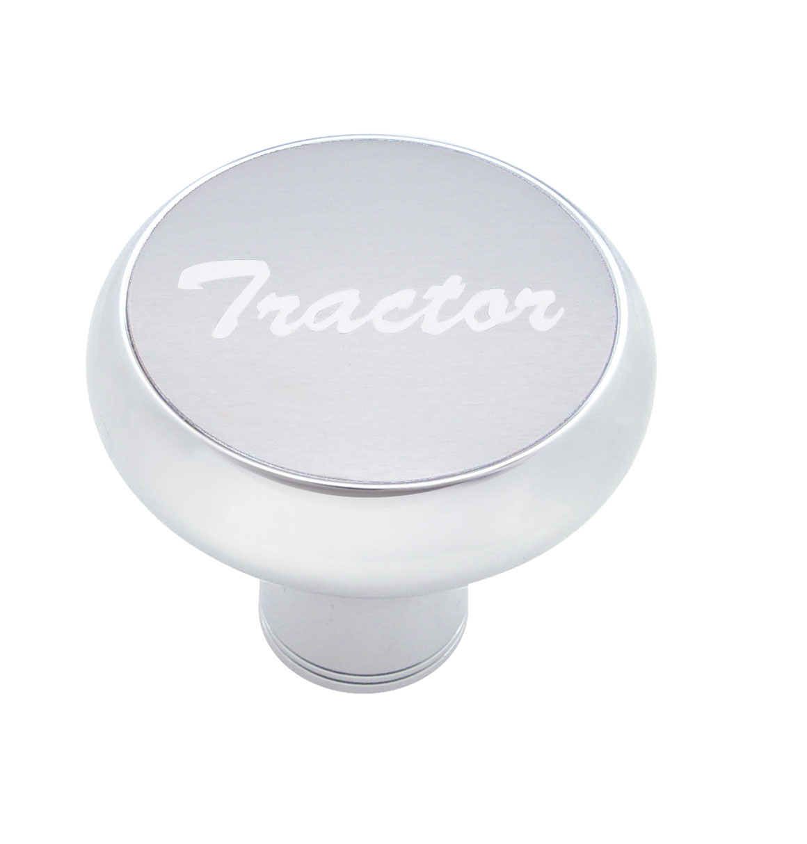Chrome Deluxe Air Valve Knob W/ Aluminum "Tractor" Sticker - Silver