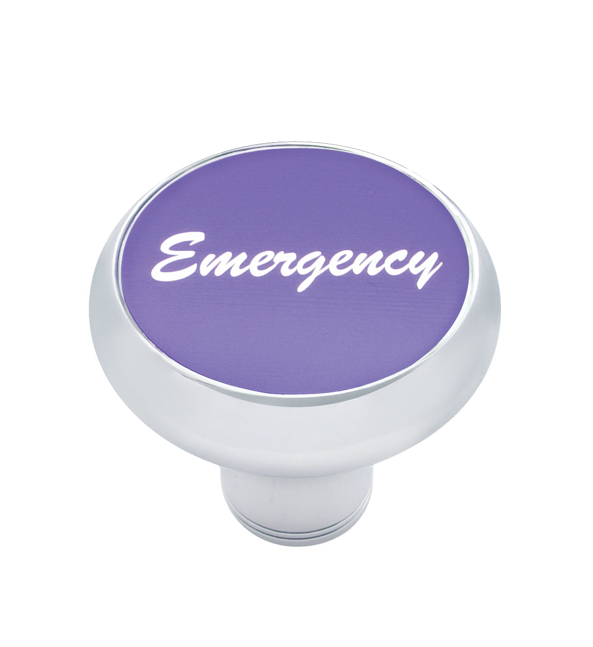 Chrome Deluxe Air Valve Knob W/ Aluminum "Emergency" Sticker - Purple
