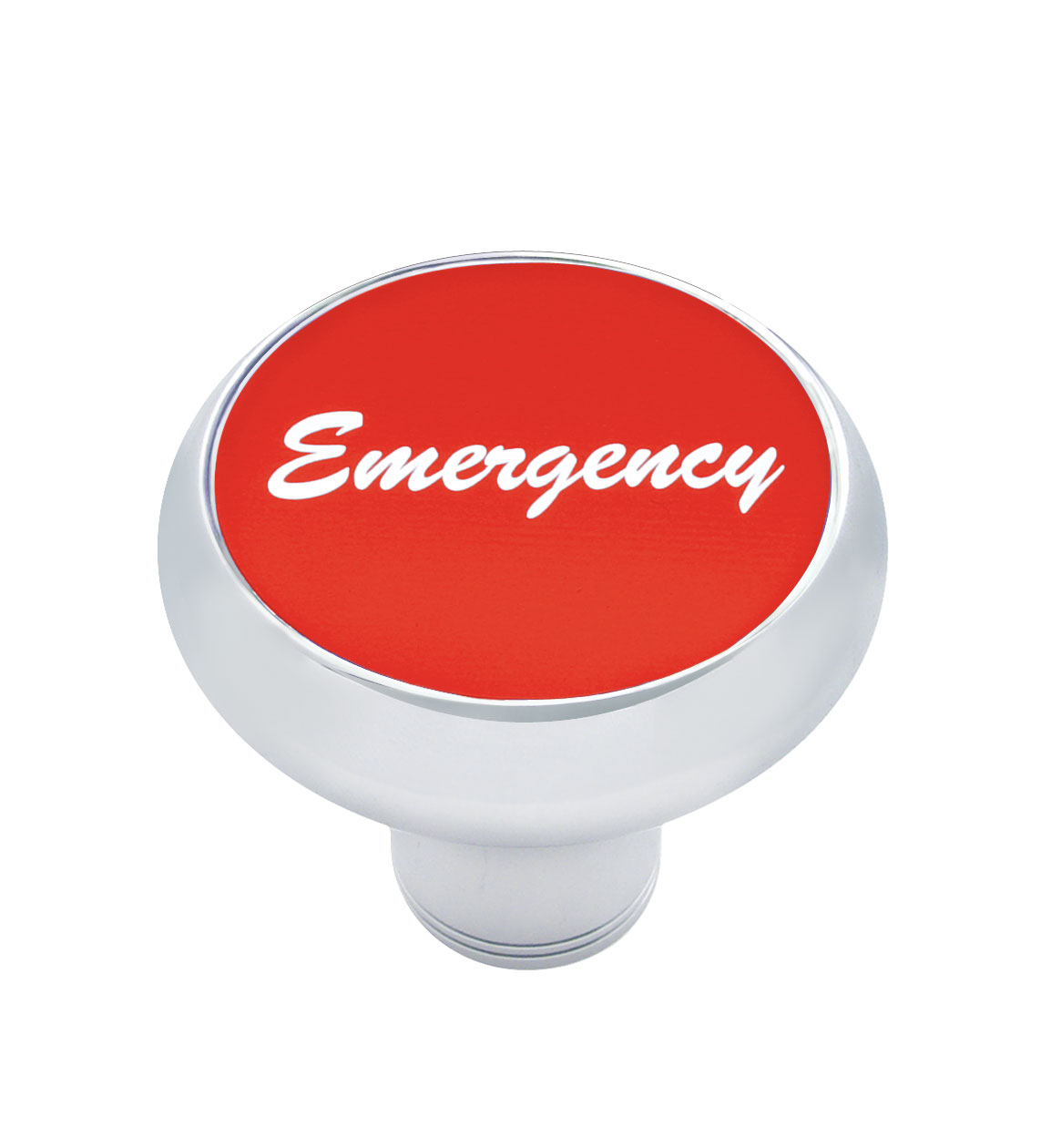 Chrome Deluxe Air Valve Knob W/ Aluminum "Emergency" Sticker - Red