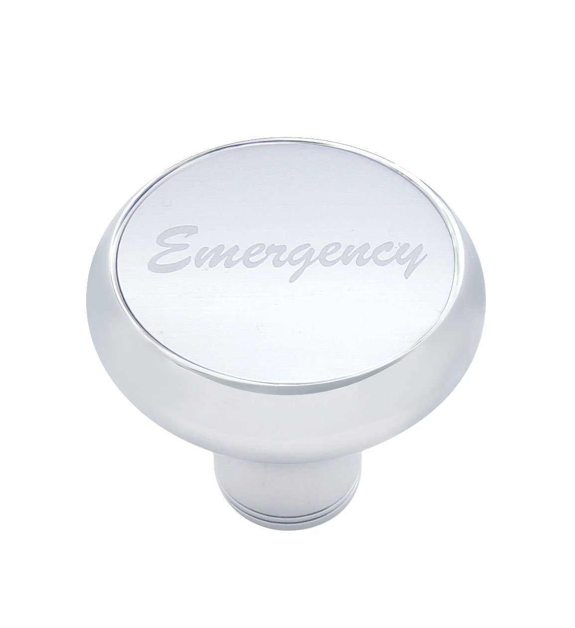 Chrome Deluxe Air Valve Knob W/ Aluminum "Emergency" Sticker - Silver