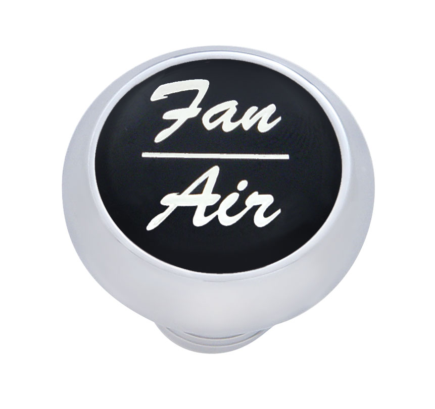 Chrome Deluxe Dash Knob W/ Aluminum "Fan/Air" Sticker - Black