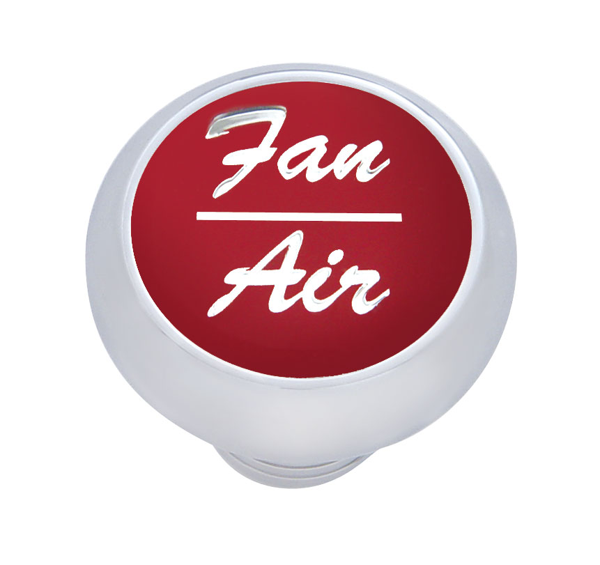 Chrome Deluxe Dash Knob W/ Aluminum "Fan/Air" Sticker - Red