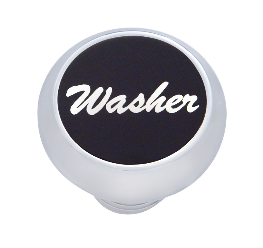 Chrome Deluxe Dash Knob W/ Aluminum "Washer" Sticker - Black