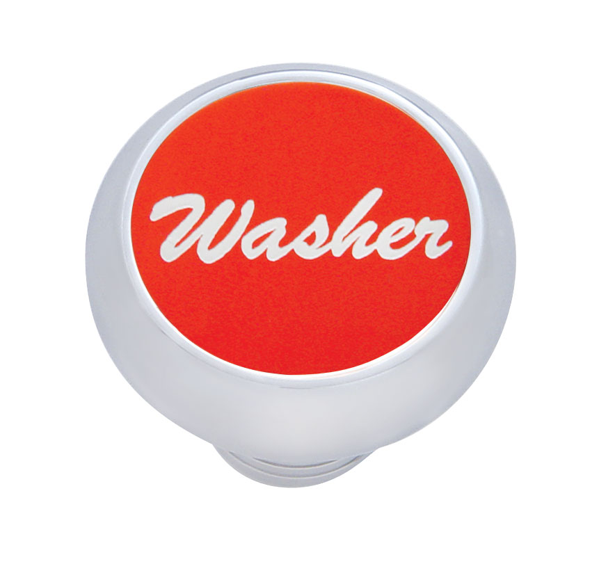 Chrome Deluxe Dash Knob W/ Aluminum "Washer" Sticker - Red