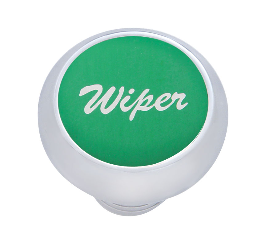 Chrome Deluxe Dash Knob W/ Aluminum "Wiper" Sticker - Green