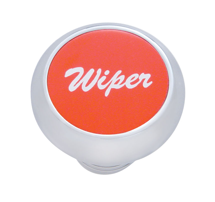 Chrome Deluxe Dash Knob W/ Aluminum "Wiper" Sticker - Red