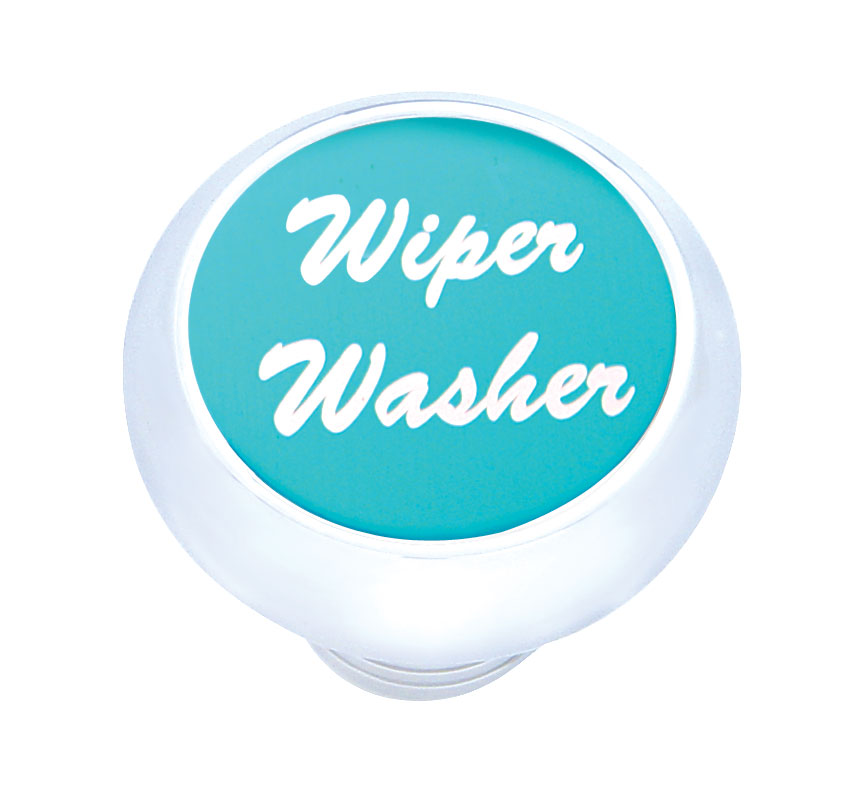 Chrome Deluxe Dash Knob W/ Aluminum "Wiper/Washer" Sticker - Blue