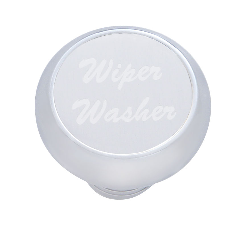 Chrome Deluxe Dash Knob W/ Aluminum "Wiper/Washer" Sticker - Silver