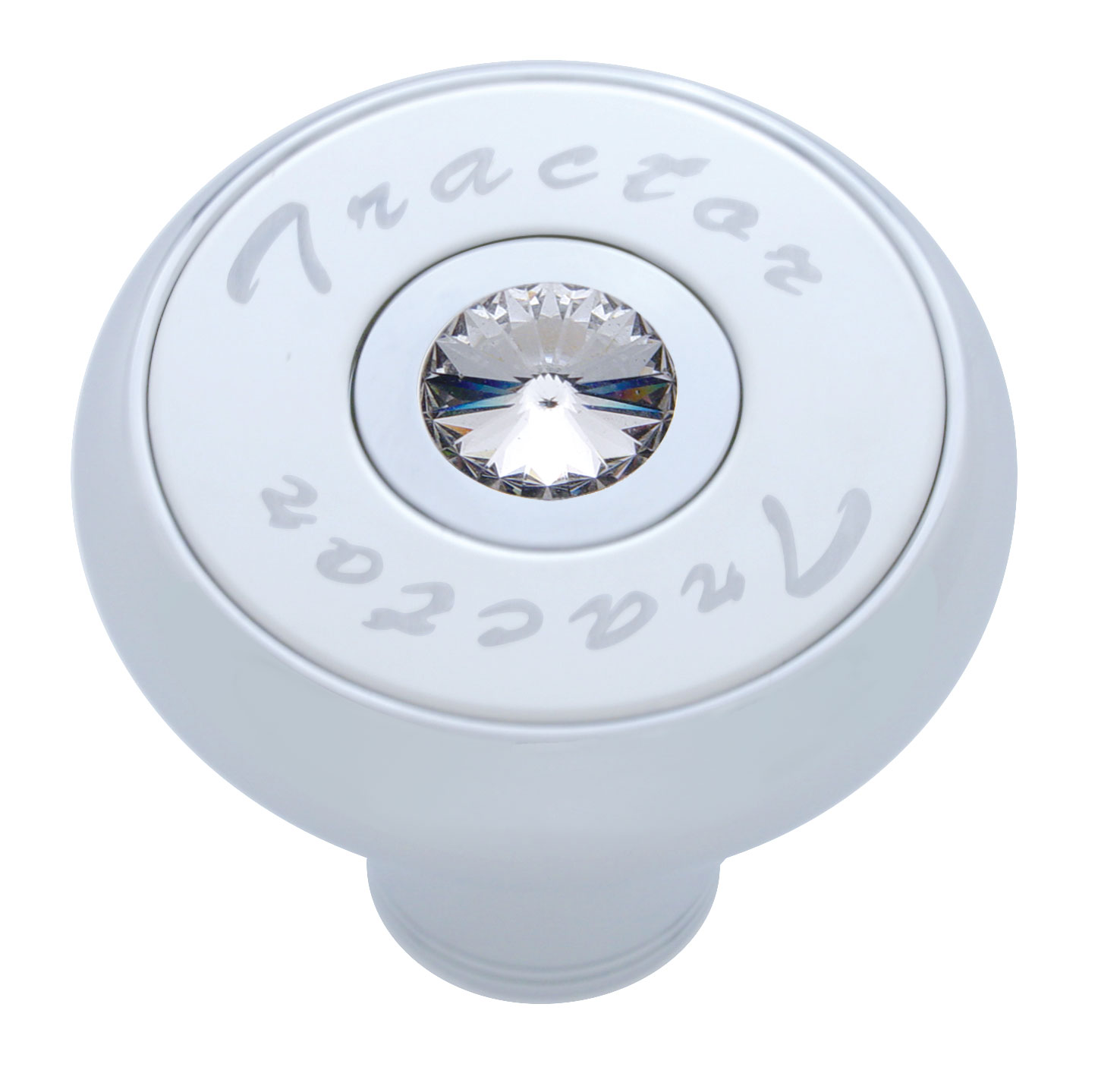 Chrome Deluxe Air Valve Knob With Stainless Steel "Tractor" Plaque & Diamond - Clear