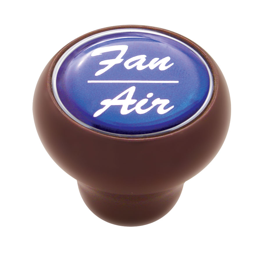 Wood Deluxe Dash Knob W/ Glossy "Fan/Air" Sticker - Blue