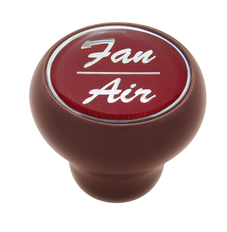 Wood Deluxe Dash Knob W/ Glossy "Fan/Air" Sticker - Red