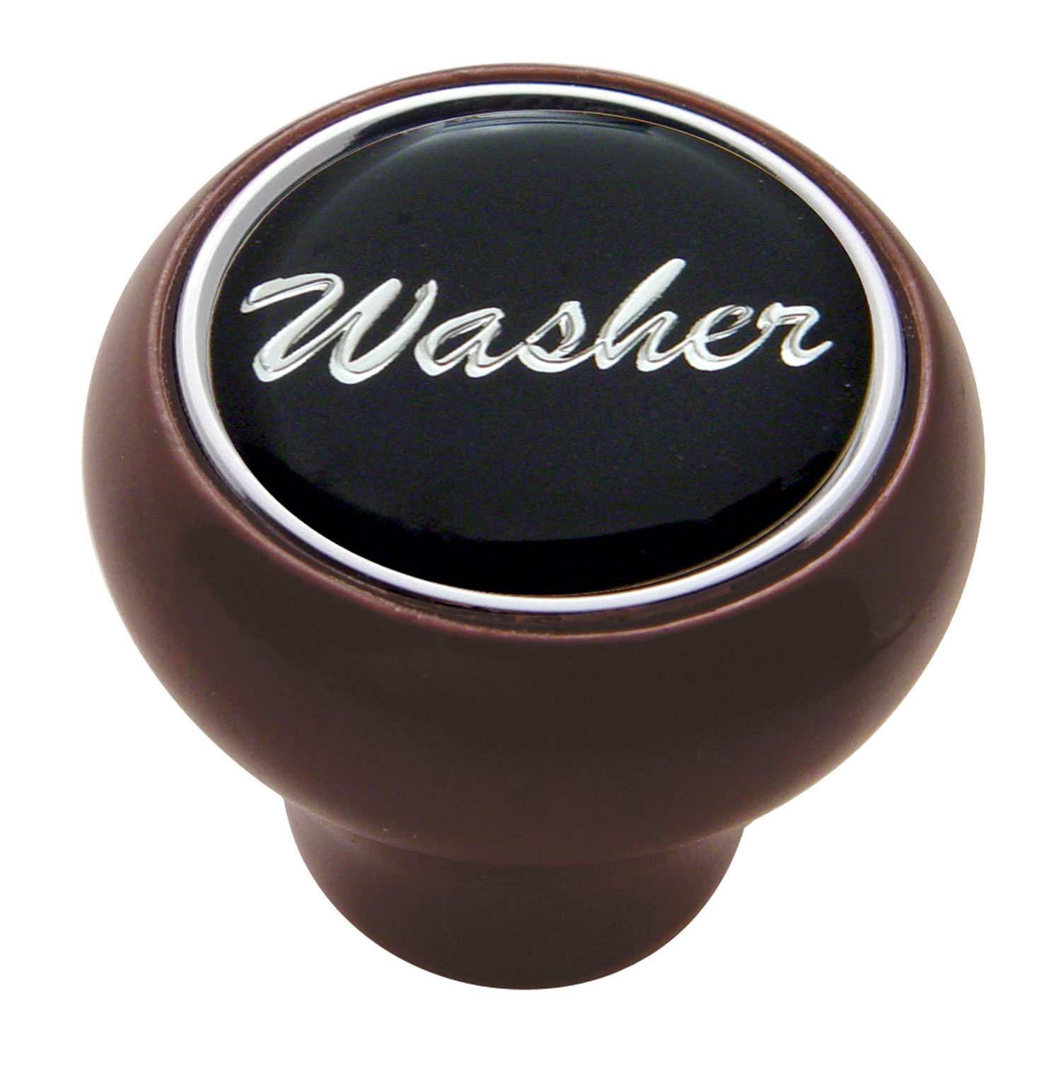 Wood Deluxe Dash Knob W/ Glossy "Washer" Sticker - Black
