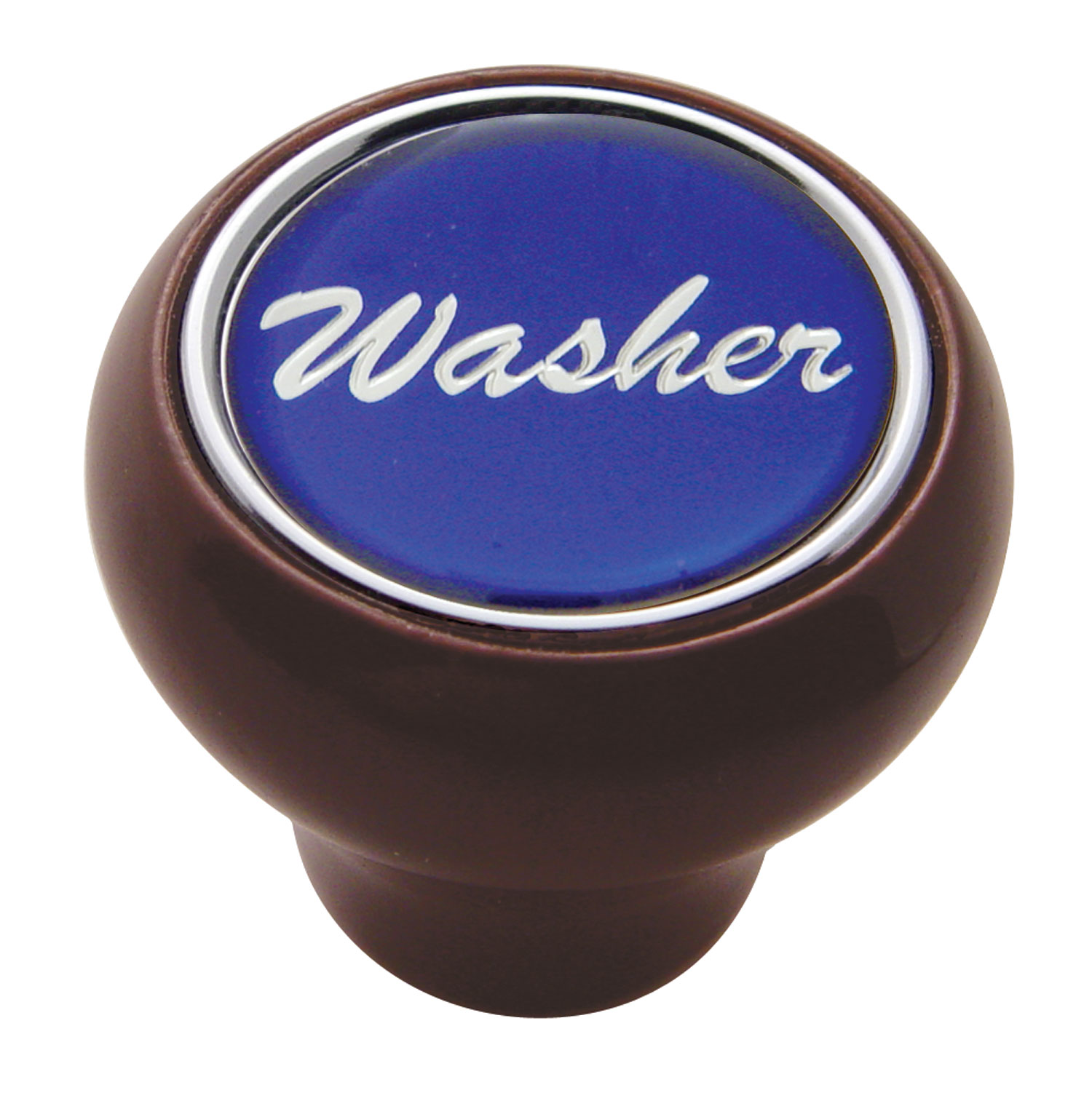 Wood Deluxe Dash Knob W/ Glossy "Washer" Sticker - Blue