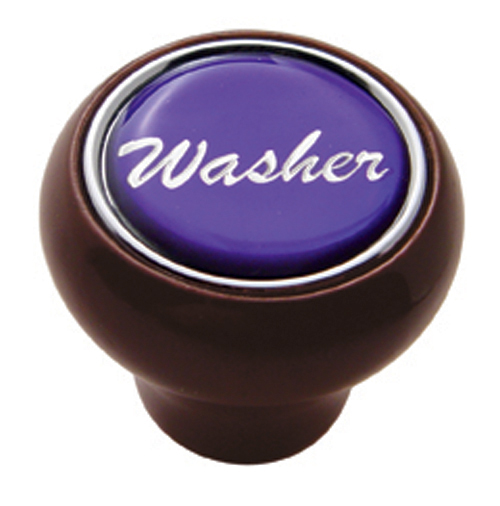 Wood Deluxe Dash Knob W/ Glossy "Washer" Sticker - Purple