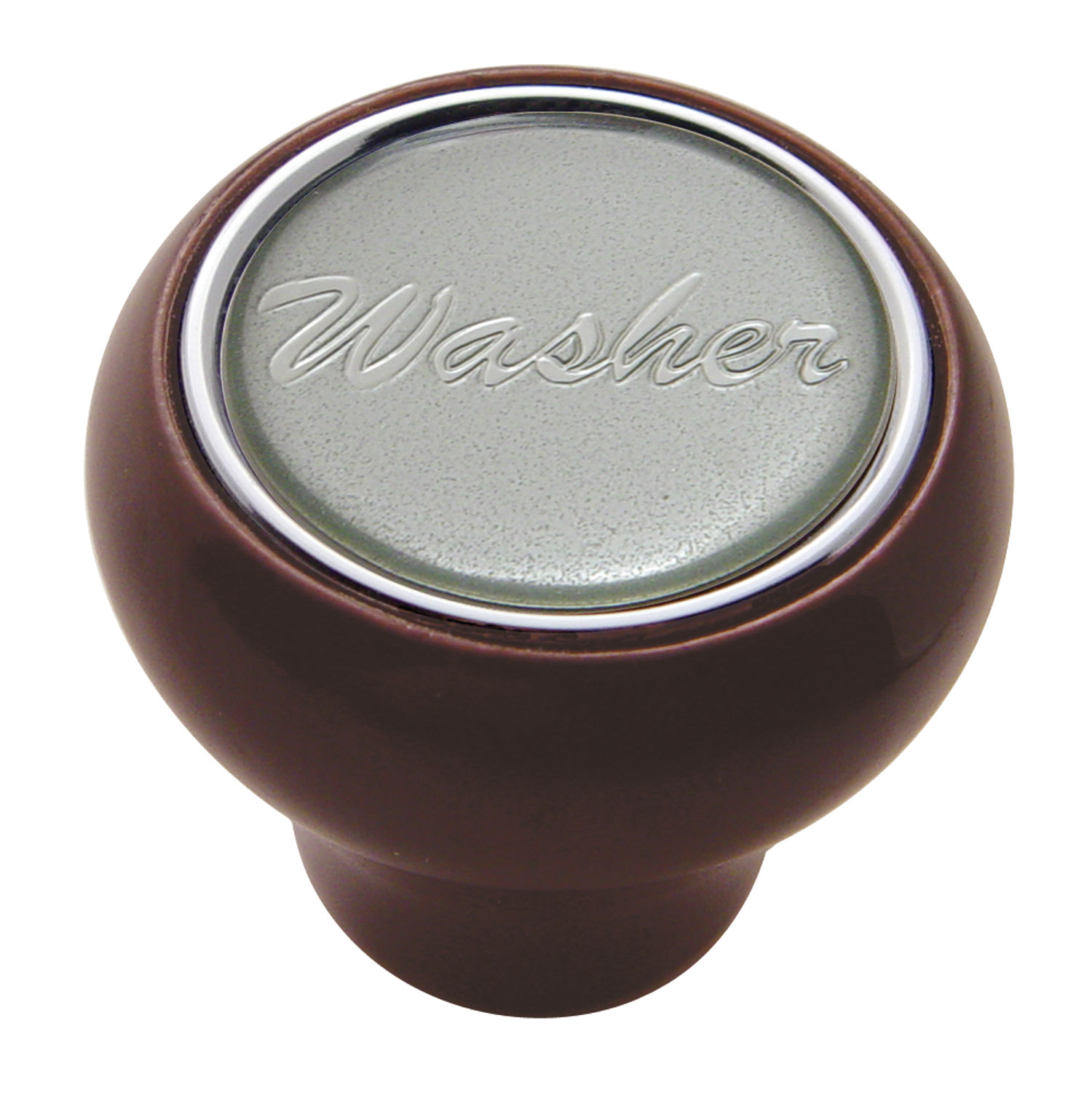 Wood Deluxe Dash Knob W/ Glossy "Washer" Sticker - Silver