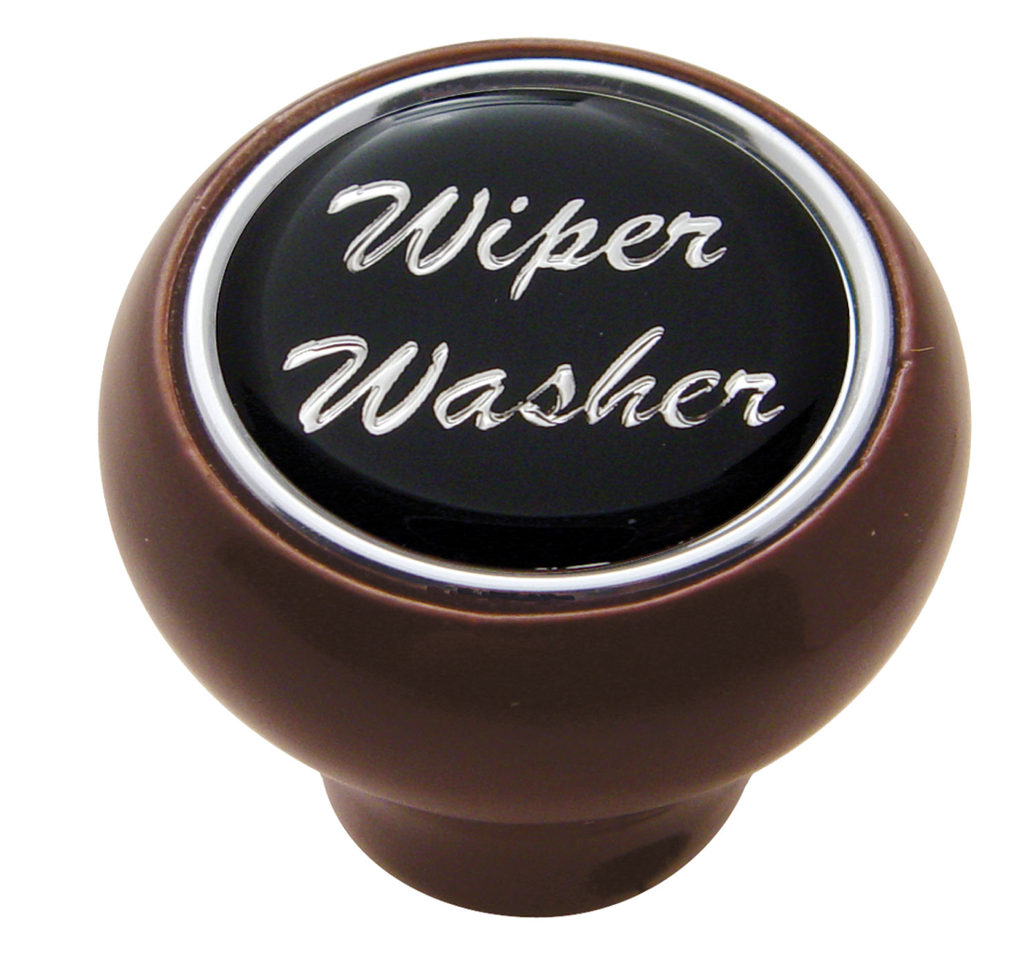 Wood Deluxe Dash Knob W/ Glossy "Wiper/Washer" Sticker - Black