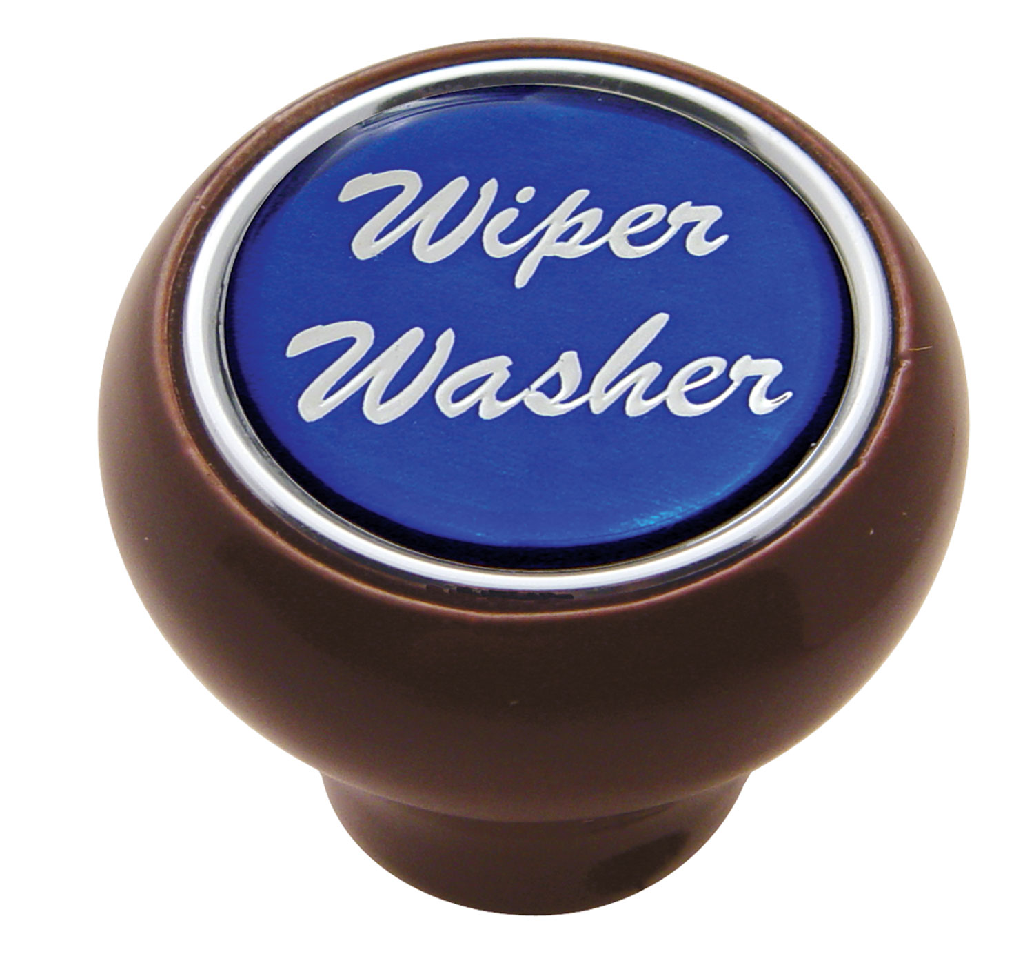 Wood Deluxe Dash Knob W/ Glossy "Wiper/Washer" Sticker - Blue