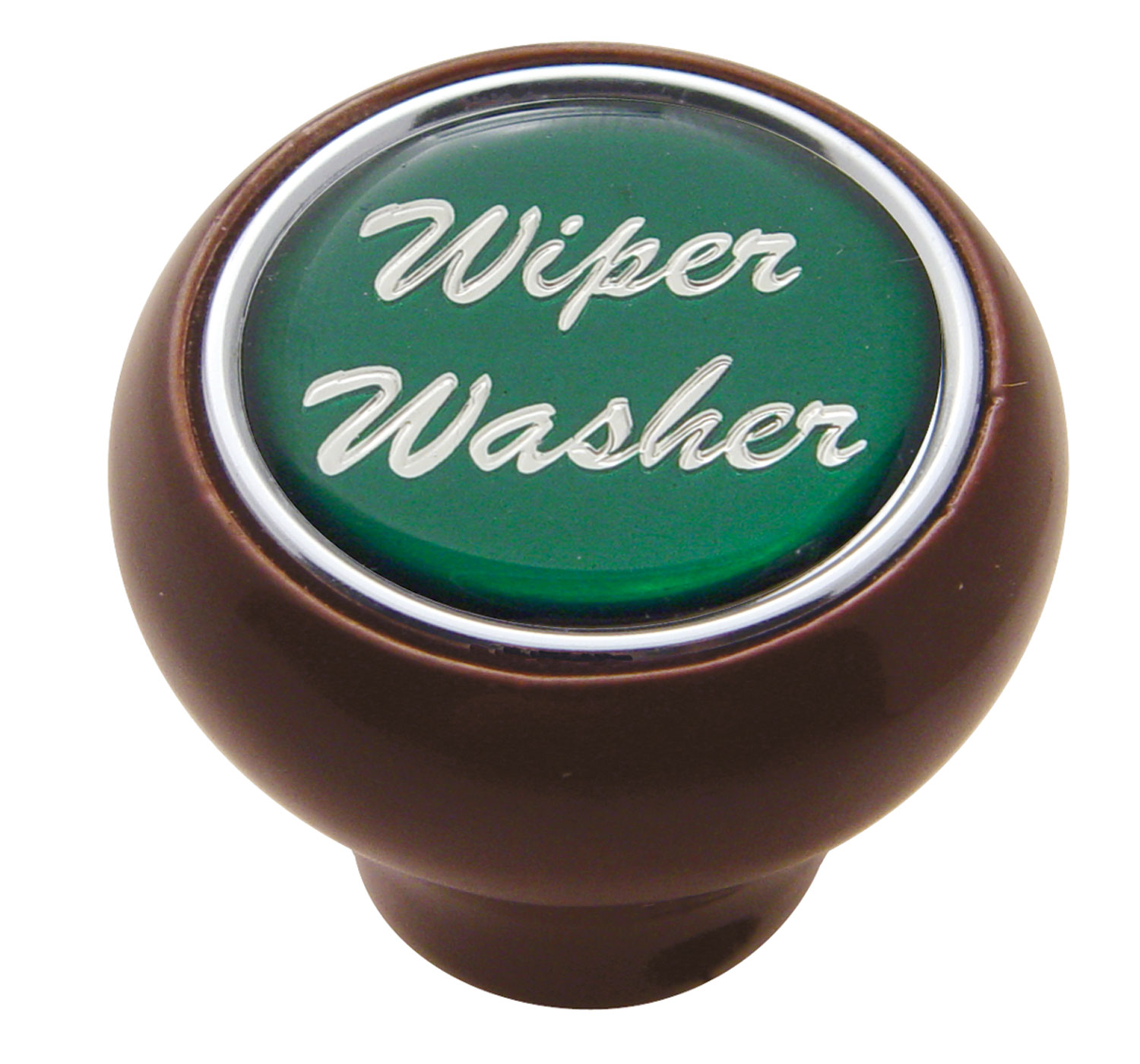 Wood Deluxe Dash Knob W/ Glossy "Wiper/Washer" Sticker - Green