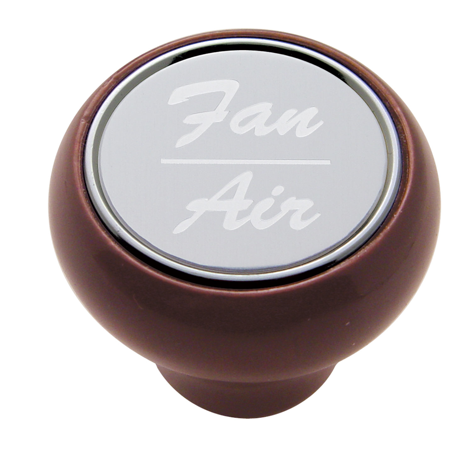 Wood Deluxe Dash Knob W/ Aluminum "Fan/Air" Sticker - Silver