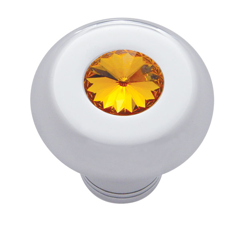 Chrome Aluminum Dash Knob W/ Diamond - Amber