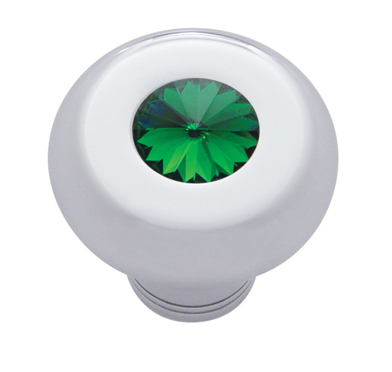 Chrome Aluminum Dash Knob W/ Diamond - Green