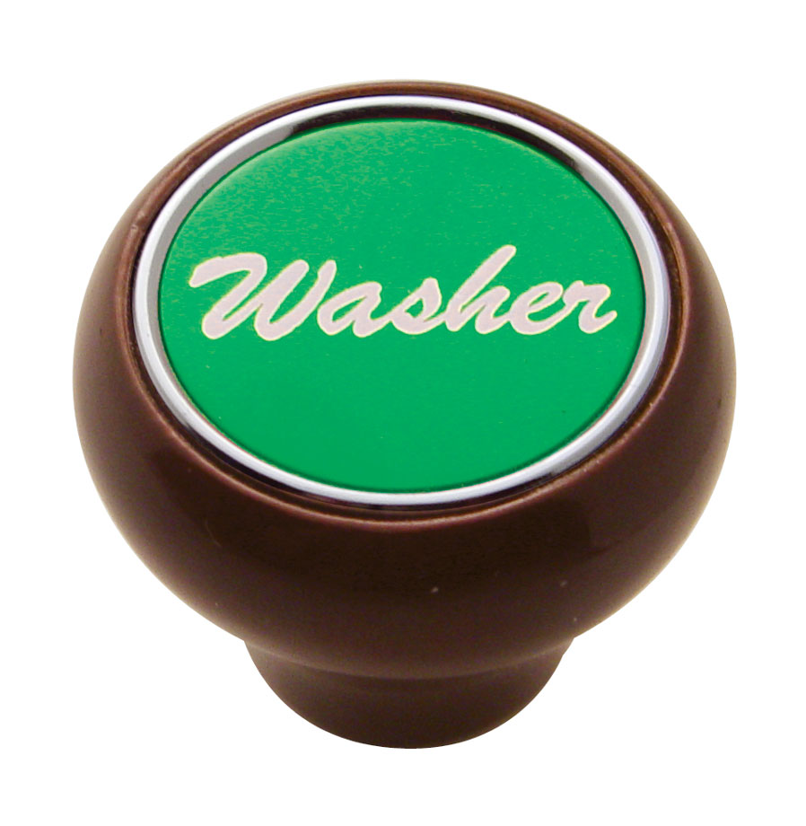 Wood Deluxe Dash Knob W/ Aluminum "Washer" Sticker - Green