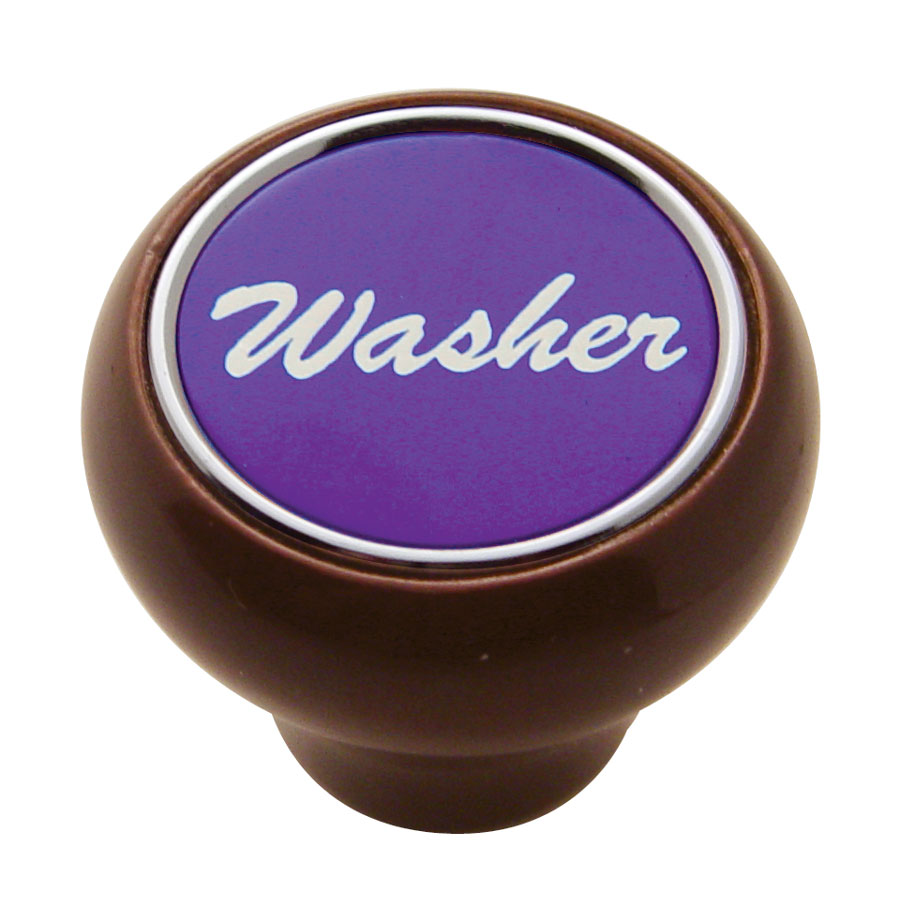 Wood Deluxe Dash Knob W/ Aluminum "Washer" Sticker - Purple
