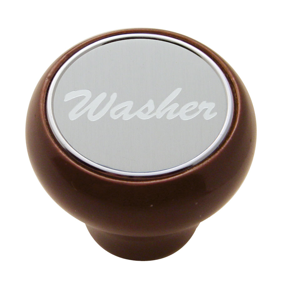 Wood Deluxe Dash Knob W/ Aluminum "Washer" Sticker - Silver