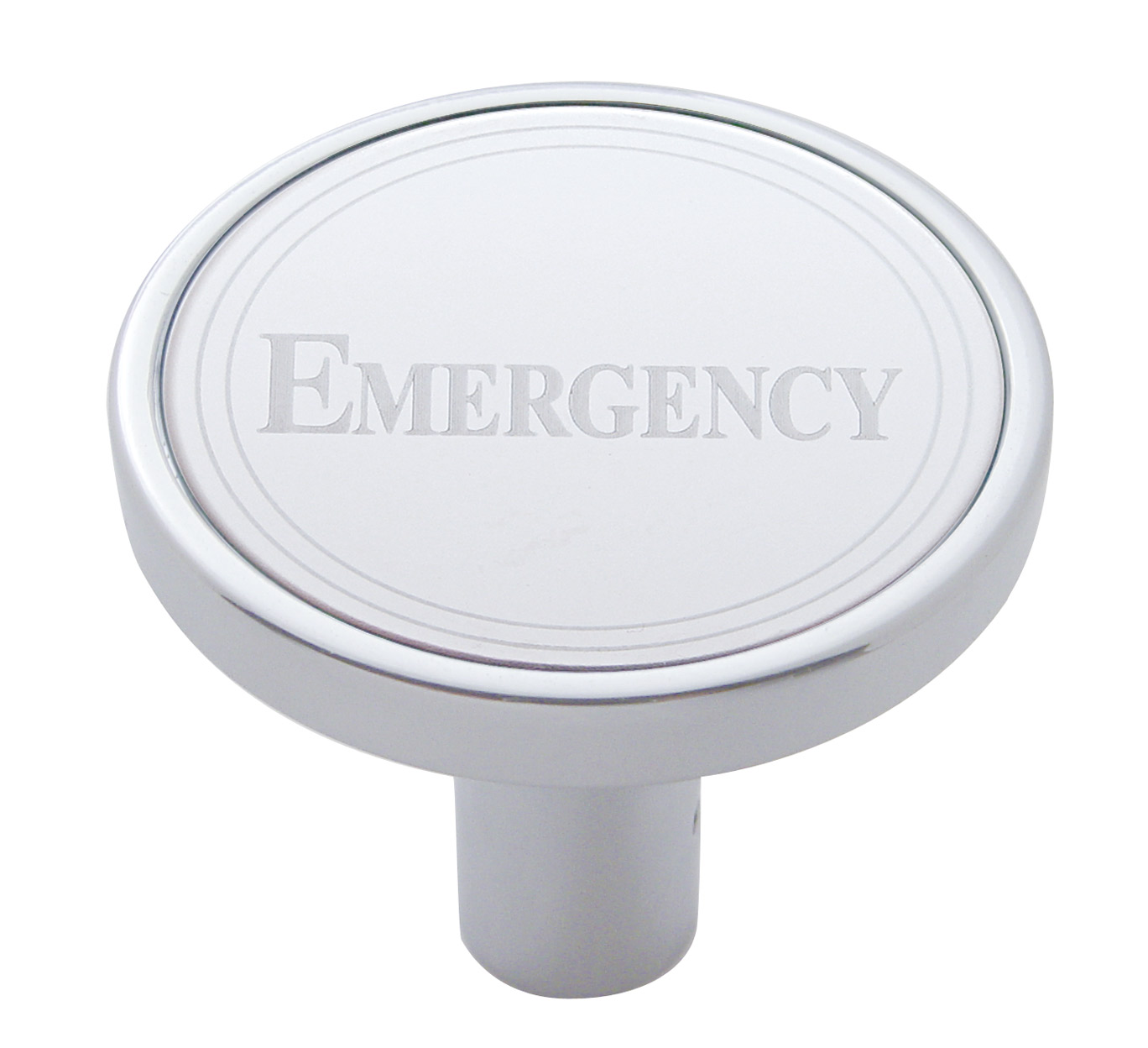 Chrome Long Pin Mount Air Valve Knob W/ Stainless Steel "Emergency" Plaque - Block Style