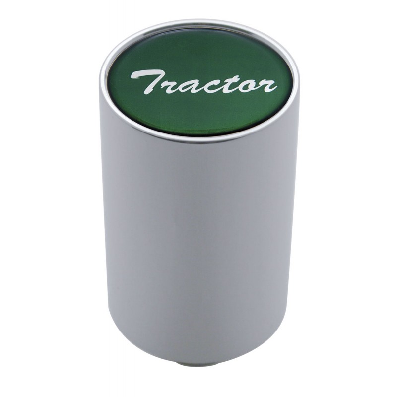 Chrome Aluminum 3" Air Valve Knob W/ Glossy "Tractor" Sticker - Green