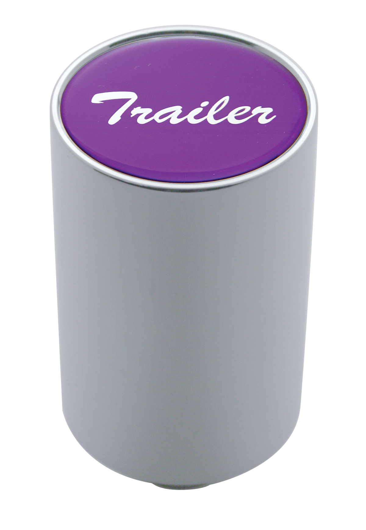 Chrome Aluminum 3" Air Valve Knob W/ Glossy "Trailer" Sticker - Purple
