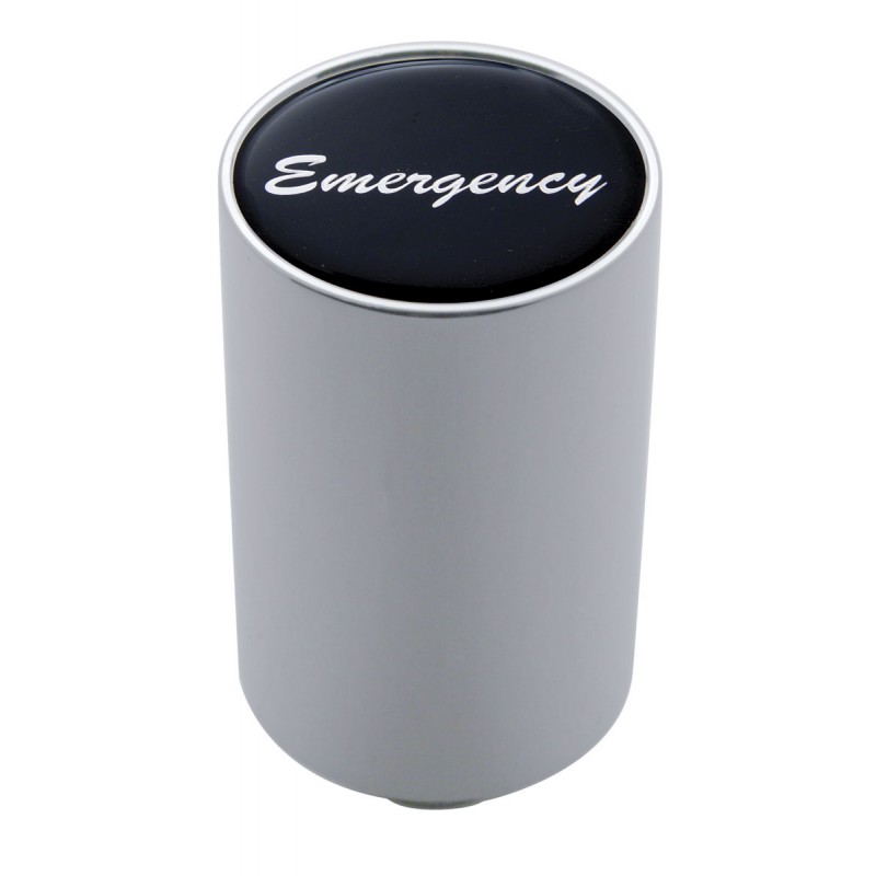 Chrome Aluminum 3" Air Valve Knob W/ Glossy "Emergency" Sticker - Black