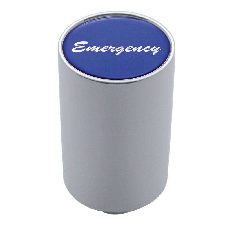 Chrome Aluminum 3" Air Valve Knob W/ Glossy "Emergency" Sticker - Blue