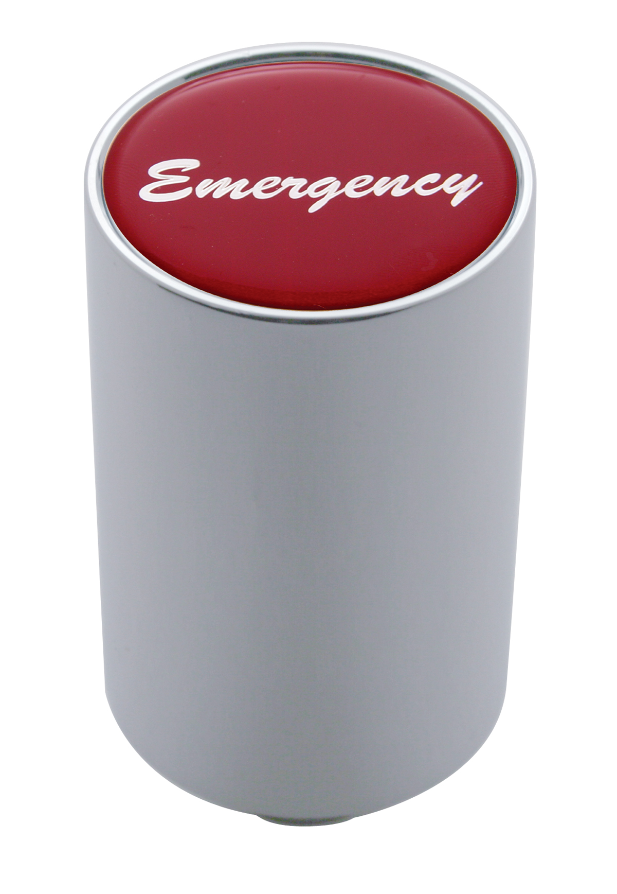 Chrome Aluminum 3" Air Valve Knob W/ Glossy "Emergency" Sticker - Red