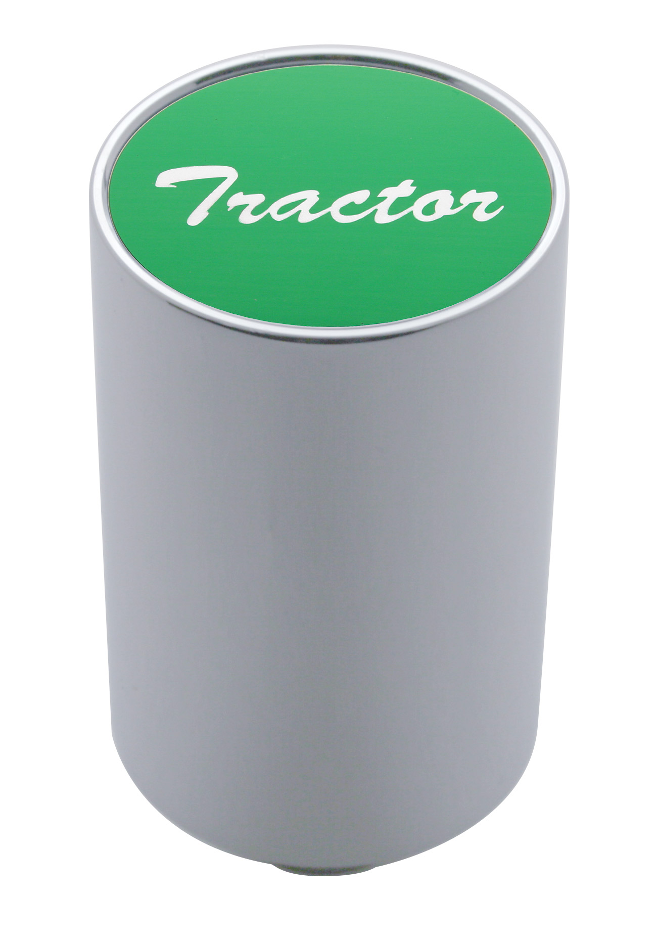 Chrome Aluminum 3" Air Valve Knob W/ Aluminum "Tractor" Sticker - Green